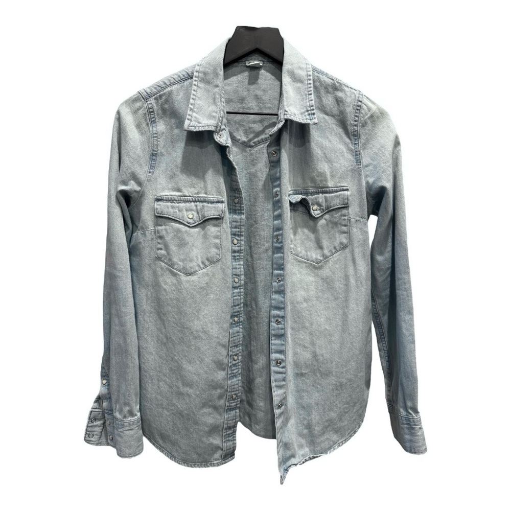 Pearl Snap Denim Shirt - Light Wash